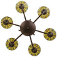 Meyda Lighting Jeweled Basket 32" 6-Light Mahogany Bronze Chandelier With Multi-Colored Shade Glass