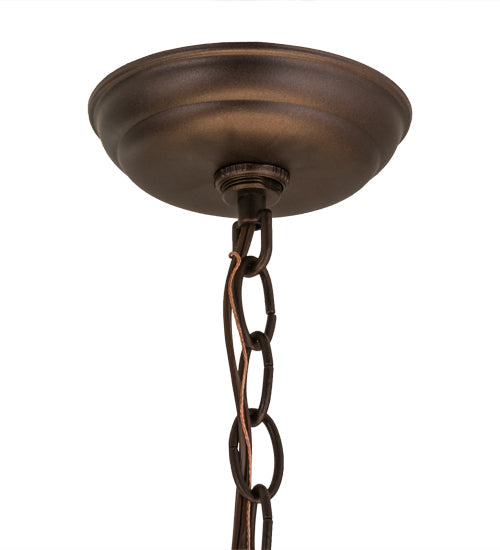 Meyda Lighting Jeweled Basket 32" 6-Light Mahogany Bronze Chandelier With Multi-Colored Shade Glass