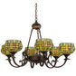 Meyda Lighting Jeweled Basket 32" 6-Light Mahogany Bronze Chandelier With Multi-Colored Shade Glass