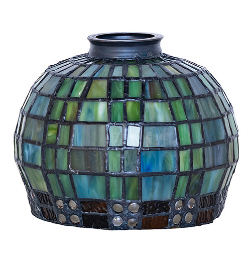 Meyda Lighting Jeweled Basket 7" Multi-Colored Stained Shade Glass