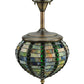 Meyda Lighting Jeweled Beehive 13" Antique Brass Pendant Light With Green Stained Shade Glass