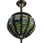 Meyda Lighting Jeweled Beehive 13" Antique Brass Pendant Light With Green Stained Shade Glass
