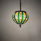Meyda Lighting Jeweled Beehive 13" Mahogany Bronze Pendant Light With Green & Blue Art Shade Glass