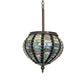 Meyda Lighting Jeweled Beehive 13" Mahogany Bronze Pendant Light With Green & Blue Art Shade Glass