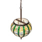 Meyda Lighting Jeweled Beehive 13" Mahogany Bronze Pendant Light With Green & Blue Art Shade Glass