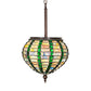 Meyda Lighting Jeweled Beehive 13" Mahogany Bronze Pendant Light With Green & Blue Art Shade Glass