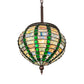 Meyda Lighting Jeweled Beehive 13" Mahogany Bronze Pendant Light With Green & Blue Art Shade Glass