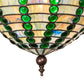 Meyda Lighting Jeweled Beehive 13" Mahogany Bronze Pendant Light With Green & Blue Art Shade Glass
