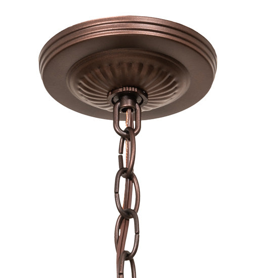 Meyda Lighting Jeweled Beehive 13" Mahogany Bronze Pendant Light With Green & Blue Art Shade Glass