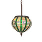Meyda Lighting Jeweled Beehive 13" Mahogany Bronze Pendant Light With Green & Blue Art Shade Glass