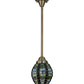 Meyda Lighting Jeweled Beehive 8" Antique Brass Mini Pendant Light With Multi-Colored Shade Glass