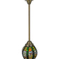 Meyda Lighting Jeweled Beehive 8" Antique Brass Mini Pendant Light With Multi-Colored Shade Glass