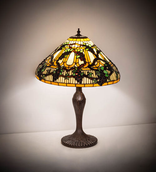 Meyda Lighting Jeweled Grape 23" Mahogany Bronze Table Lamp With Mulit-Colored Shade Glass