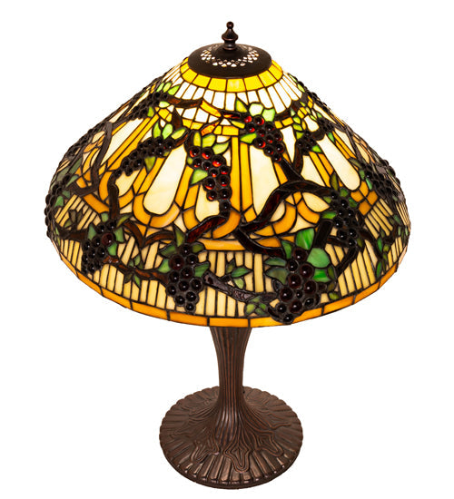 Meyda Lighting Jeweled Grape 23" Mahogany Bronze Table Lamp With Mulit-Colored Shade Glass