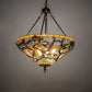 Meyda Lighting Jeweled Grape 24" 3-Light Mahogany Bronze Inverted Pendant Light With Multi-Colored Stained Shade Glass
