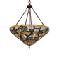Meyda Lighting Jeweled Grape 24" 3-Light Mahogany Bronze Inverted Pendant Light With Multi-Colored Stained Shade Glass