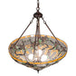 Meyda Lighting Jeweled Grape 24" 3-Light Mahogany Bronze Inverted Pendant Light With Multi-Colored Stained Shade Glass