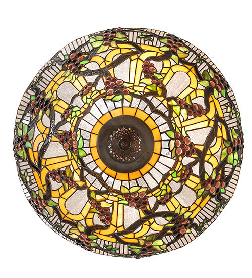 Meyda Lighting Jeweled Grape 24" 3-Light Mahogany Bronze Inverted Pendant Light With Multi-Colored Stained Shade Glass
