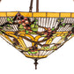 Meyda Lighting Jeweled Grape 24" 3-Light Mahogany Bronze Inverted Pendant Light With Multi-Colored Stained Shade Glass