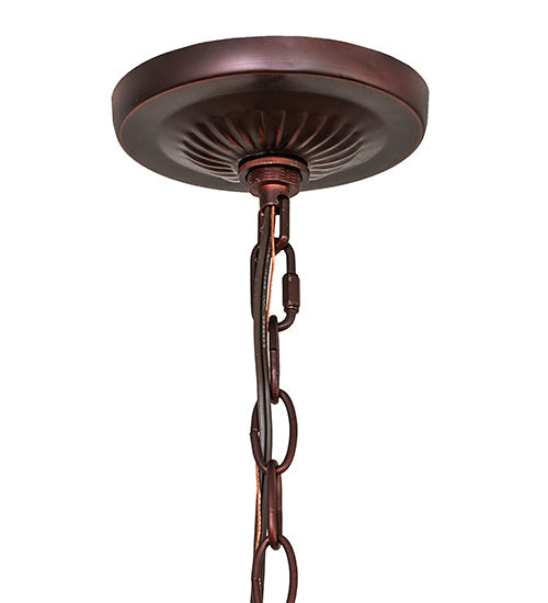 Meyda Lighting Jeweled Grape 24" 3-Light Mahogany Bronze Inverted Pendant Light With Multi-Colored Stained Shade Glass