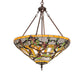 Meyda Lighting Jeweled Grape 24" 3-Light Mahogany Bronze Inverted Pendant Light With Multi-Colored Stained Shade Glass