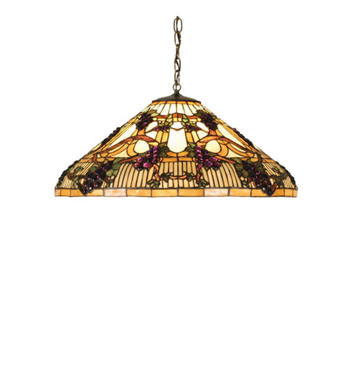Meyda Lighting Jeweled Grape 24" 3-Light Mahogany Bronze Pendant Light With Multi-Colored Shade Glass