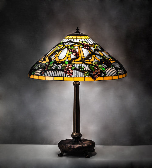 Meyda Lighting Jeweled Grape 31" Mahogany Bronze Table Lamp With Multi-Colored Stained Shade Glass