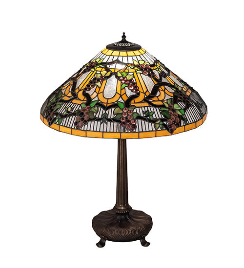 Meyda Lighting Jeweled Grape 31" Mahogany Bronze Table Lamp With Multi-Colored Stained Shade Glass