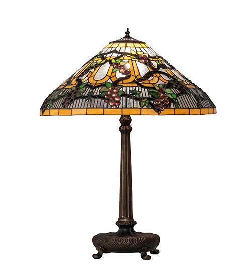 Meyda Lighting Jeweled Grape 31" Mahogany Bronze Table Lamp With Multi-Colored Stained Shade Glass