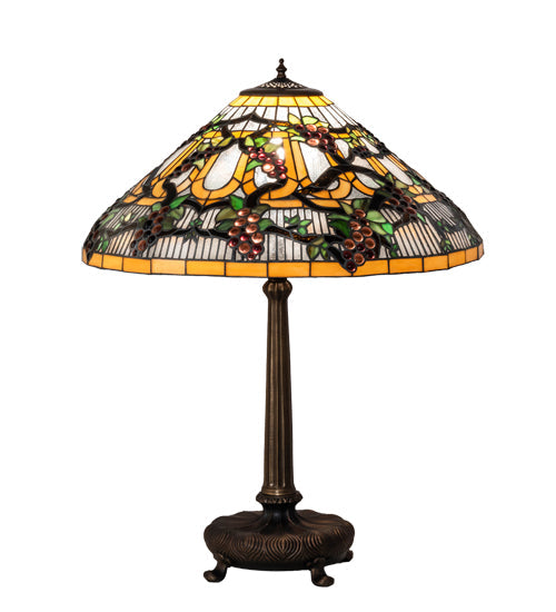 Meyda Lighting Jeweled Grape 31" Mahogany Bronze Table Lamp With Multi-Colored Stained Shade Glass