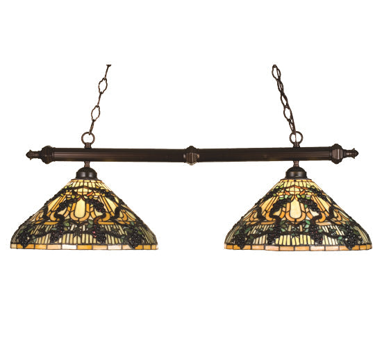 Meyda Lighting Jeweled Grape 39" 2-Light Mahogany Bronze Island Pendant Light With Multi-Colored Shade Glass