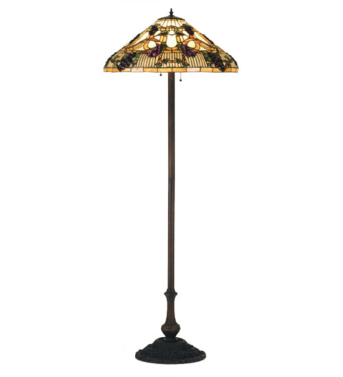 Meyda Lighting Jeweled Grape 64" 3-Light Mahogany Bronze Floor Lamp With Multi-Colored Shade Glass