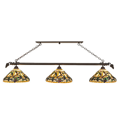 Meyda Lighting Jeweled Grape 69" 3-Light Oil Rubbed Bronze Island Pendant Light With Multi-Colored Shade Glass