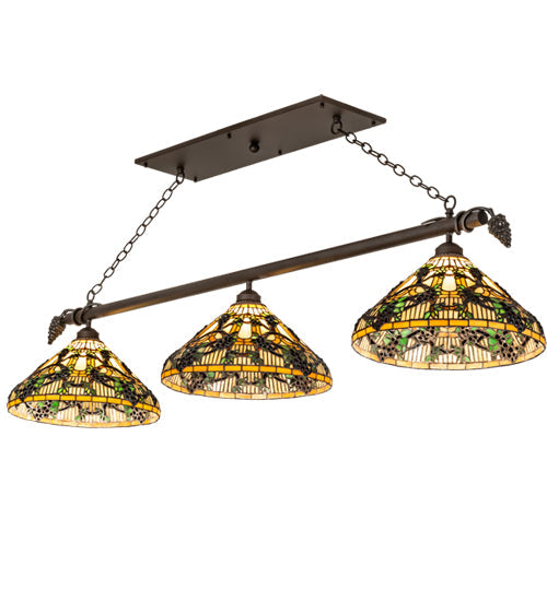 Meyda Lighting Jeweled Grape 69" 3-Light Oil Rubbed Bronze Island Pendant Light With Multi-Colored Shade Glass