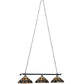 Meyda Lighting Jeweled Grape 72" 3-Light Timeless Bronze Island Pendant Light With Multi-Colored Shade Glass