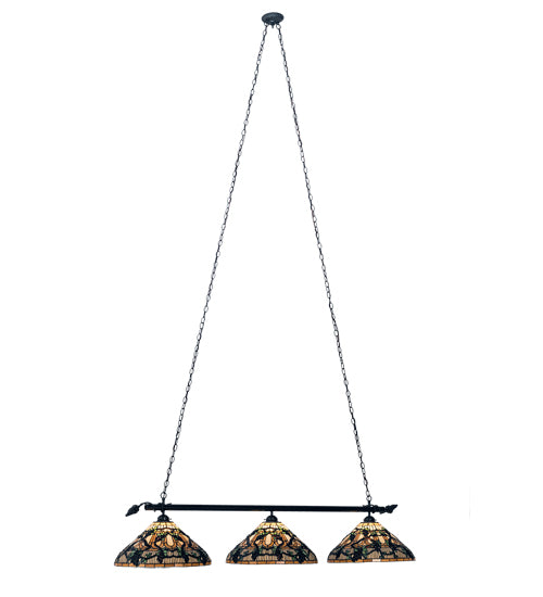 Meyda Lighting Jeweled Grape 72" 3-Light Timeless Bronze Island Pendant Light With Multi-Colored Shade Glass