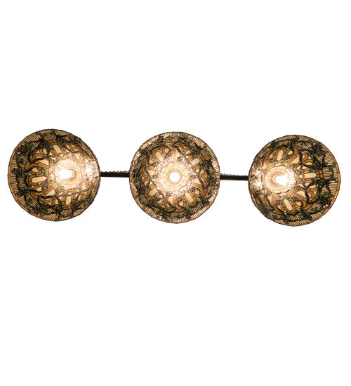 Meyda Lighting Jeweled Grape 72" 3-Light Timeless Bronze Island Pendant Light With Multi-Colored Shade Glass
