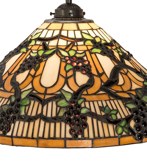 Meyda Lighting Jeweled Grape 72" 3-Light Timeless Bronze Island Pendant Light With Multi-Colored Shade Glass