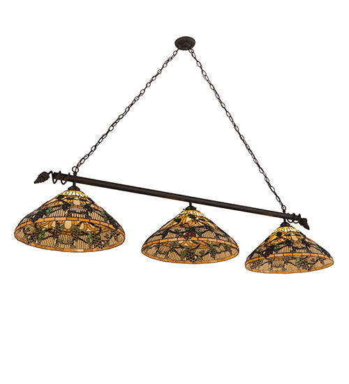 Meyda Lighting Jeweled Grape 73" 3-Light Oil Rubbed Bronze Island Pendant Light With Multi-Colored Shade Glass