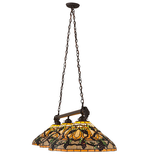 Meyda Lighting Jeweled Grape 73" 3-Light Oil Rubbed Bronze Island Pendant Light With Multi-Colored Shade Glass