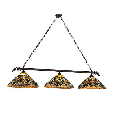 Meyda Lighting Jeweled Grape 73" 3-Light Oil Rubbed Bronze Island Pendant Light With Multi-Colored Shade Glass
