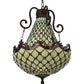 Meyda Lighting Jeweled Katherine 16" 5-Light Mahogany Bronze Pendant Light With Red and Amber Shade Glass