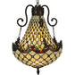 Meyda Lighting Jeweled Katherine 16" 5-Light Mahogany Bronze Pendant Light With Red and Amber Shade Glass