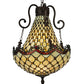 Meyda Lighting Jeweled Katherine 16" 5-Light Mahogany Bronze Pendant Light With Red and Amber Shade Glass