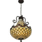 Meyda Lighting Jeweled Katherine 16" 5-Light Mahogany Bronze Pendant Light With Red and Amber Shade Glass