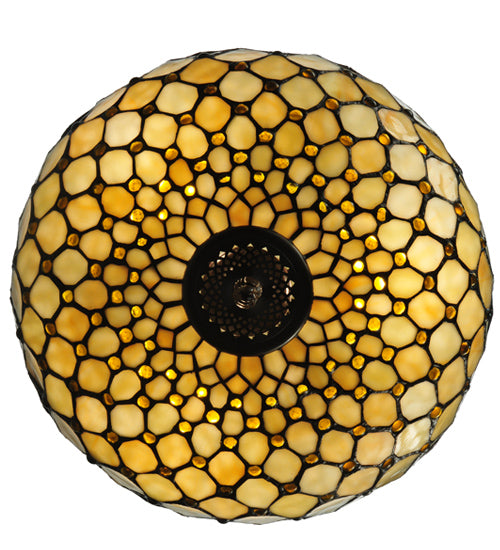 Meyda Lighting Jeweled Katherine 16" 5-Light Mahogany Bronze Pendant Light With Red and Amber Shade Glass