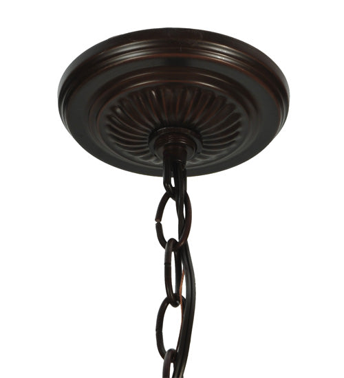 Meyda Lighting Jeweled Katherine 16" 5-Light Mahogany Bronze Pendant Light With Red and Amber Shade Glass