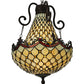 Meyda Lighting Jeweled Katherine 16" 5-Light Mahogany Bronze Pendant Light With Red and Amber Shade Glass