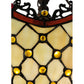 Meyda Lighting Jeweled Katherine 18" 3-Light Mahogany Bronze Inverted Pendant Light With Red and Amber Shade Glass