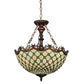 Meyda Lighting Jeweled Katherine 18" 3-Light Mahogany Bronze Inverted Pendant Light With Red and Amber Shade Glass